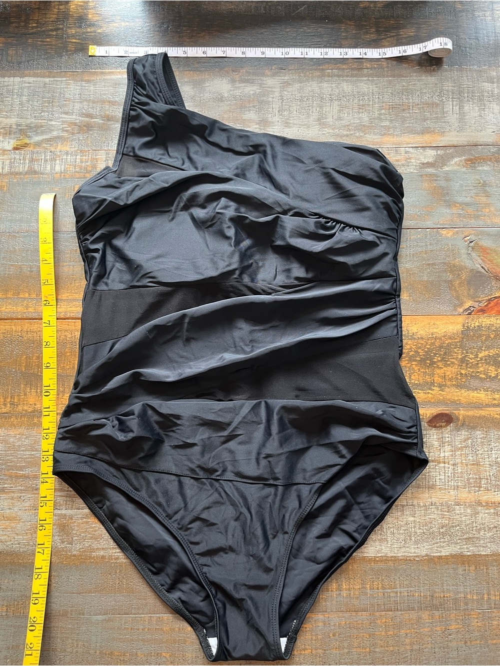One-Shoulder Black Ruched Swimsuit